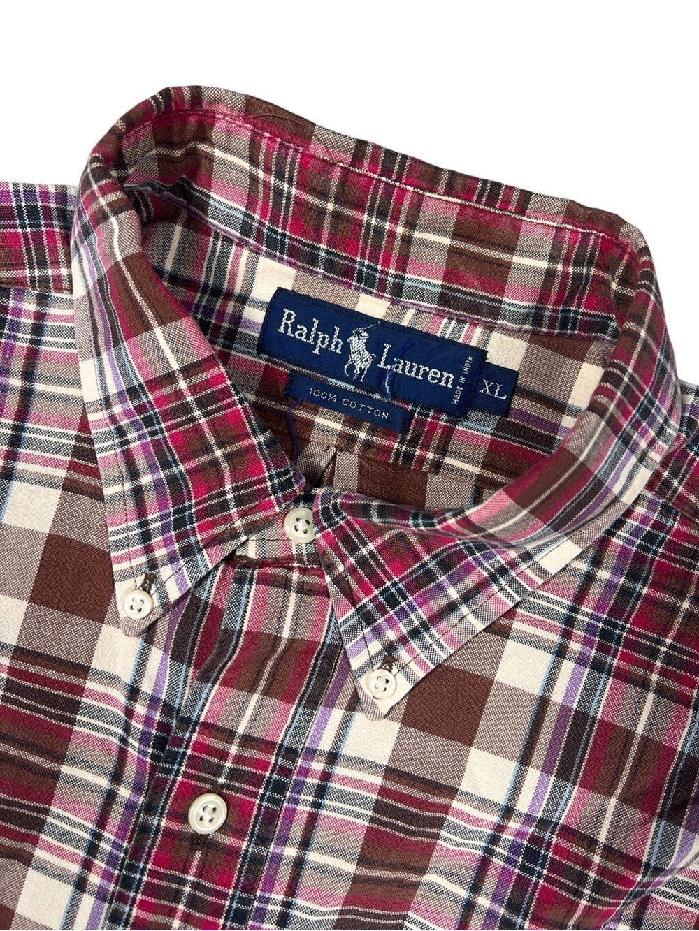 Ralph Lauren Button Down Shirt Men’s XL Multicolor Plaid Short Sleeve Pocket